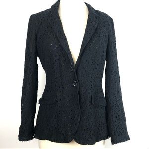 Dana Buchman Black Eyelet Lace Jacket Blazer Work